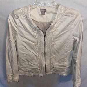 Chico’s Fashion Jacket Women’s Size 0 U.S. 4 Beige Full Zip Long Sleeve